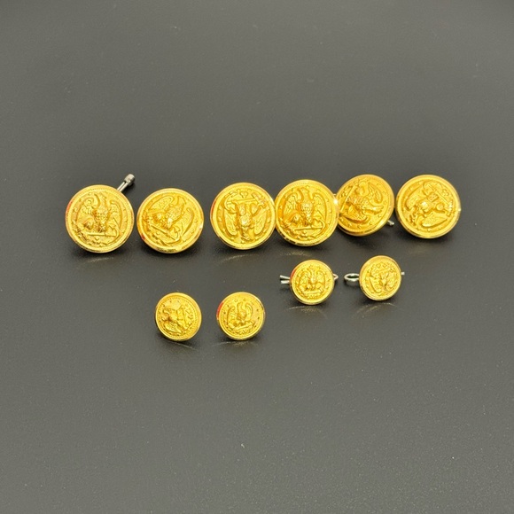Other - Vintage Navy Gold Embossed Button Set and Bars